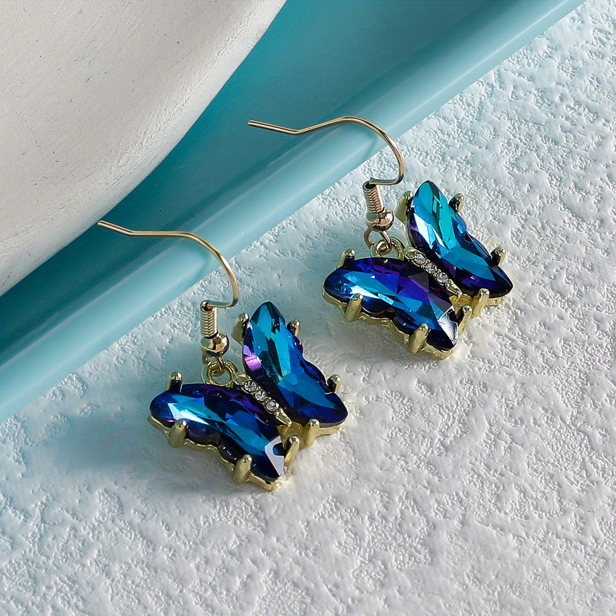 Purple Gemstone Butterfly Hook Earrings Sexy Style Jewelry